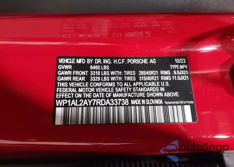 2024 Porsche Cayenne S z USA, uszkodzony, nr VIN WP1AL2AY7RDA33738